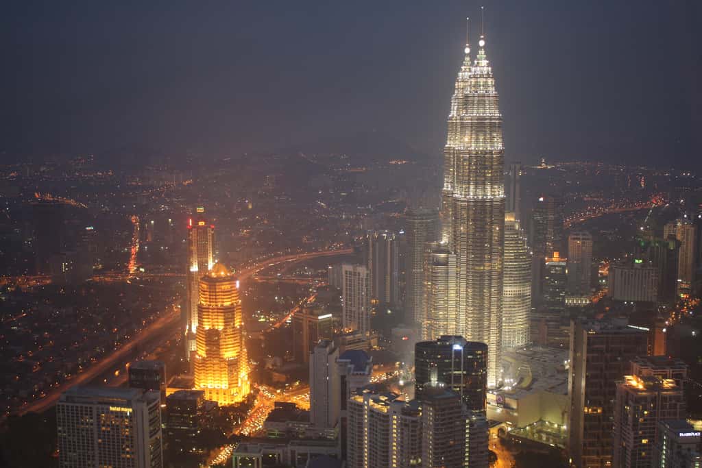 Petronas Tower The Twin Towers Skyscrapers at Night in KL Kuala Lumpur, Malaysia